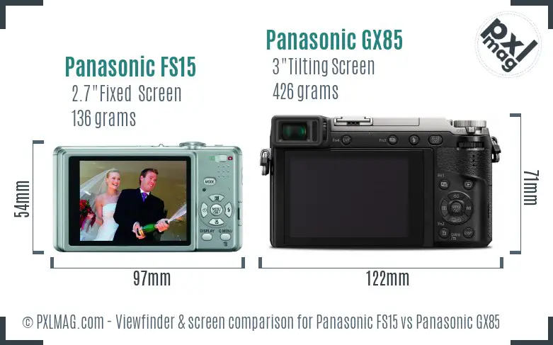 Panasonic FS15 vs Panasonic GX85 Screen and Viewfinder comparison
