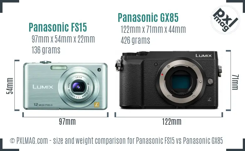 Panasonic FS15 vs Panasonic GX85 size comparison