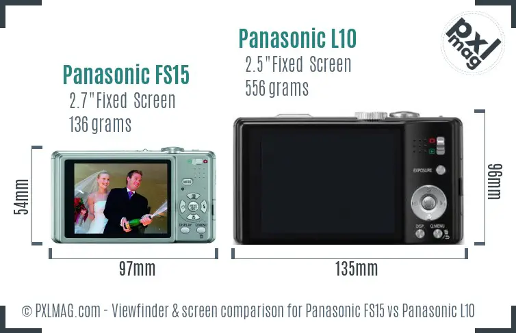 Panasonic FS15 vs Panasonic L10 Screen and Viewfinder comparison