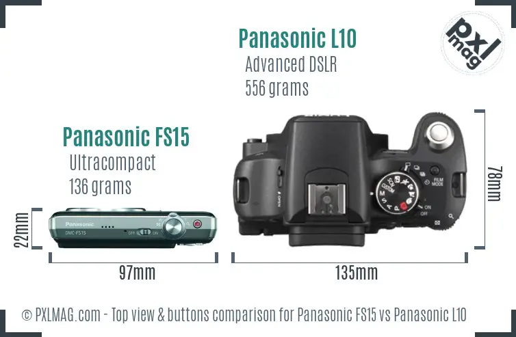 Panasonic FS15 vs Panasonic L10 top view buttons comparison