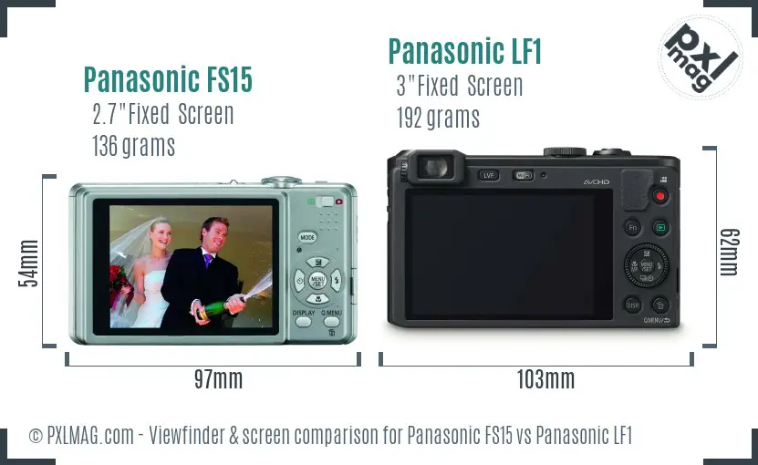 Panasonic FS15 vs Panasonic LF1 Screen and Viewfinder comparison Panasonic FS15 vs Panasonic LF1 Screen and Viewfinder comparison