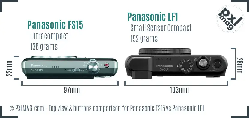 Panasonic FS15 vs Panasonic LF1 top view buttons comparison Panasonic FS15 vs Panasonic LF1 top view buttons comparison