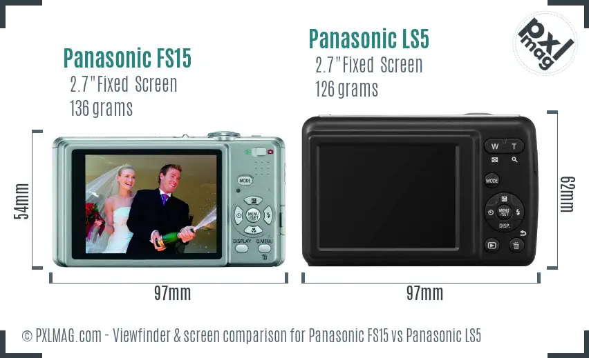 Panasonic FS15 vs Panasonic LS5 Screen and Viewfinder comparison