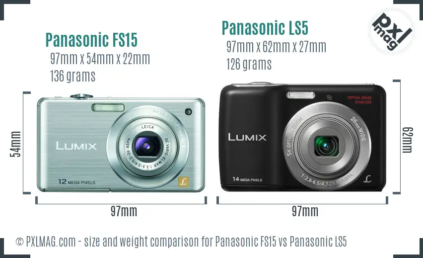 Panasonic FS15 vs Panasonic LS5 size comparison