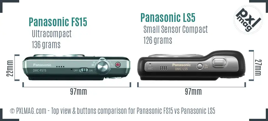 Panasonic FS15 vs Panasonic LS5 top view buttons comparison