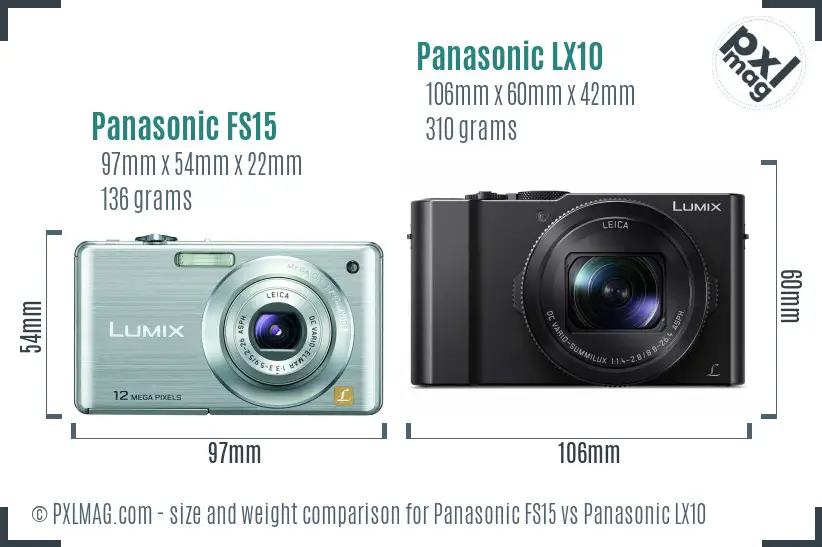 Panasonic FS15 vs Panasonic LX10 size comparison