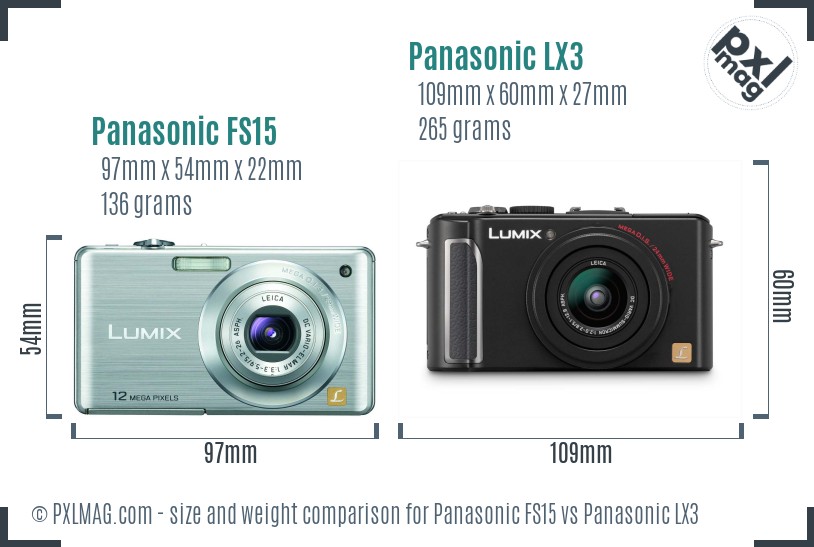 Panasonic FS15 vs Panasonic LX3 size comparison Panasonic FS15 vs Panasonic LX3 size comparison