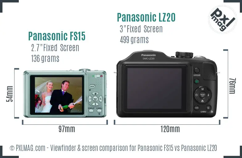 Panasonic FS15 vs Panasonic LZ20 Screen and Viewfinder comparison Panasonic FS15 vs Panasonic LZ20 Screen and Viewfinder comparison
