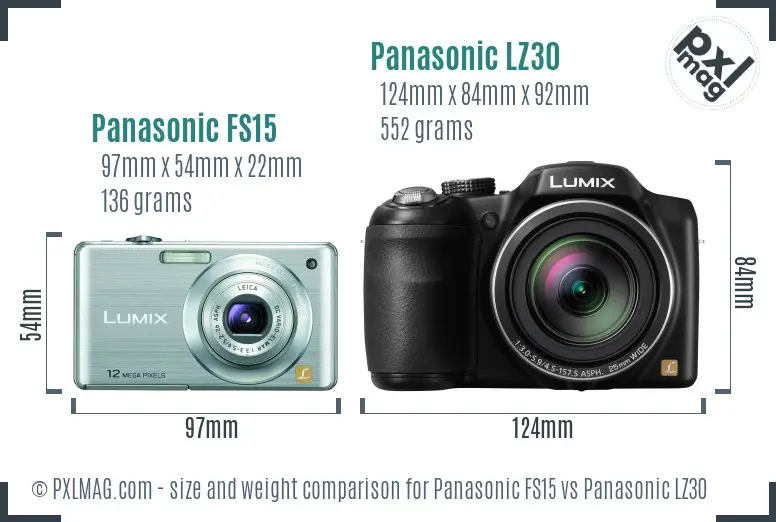 Panasonic FS15 vs Panasonic LZ30 size comparison