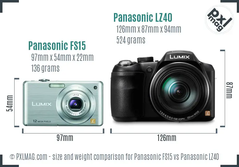 Panasonic FS15 vs Panasonic LZ40 size comparison