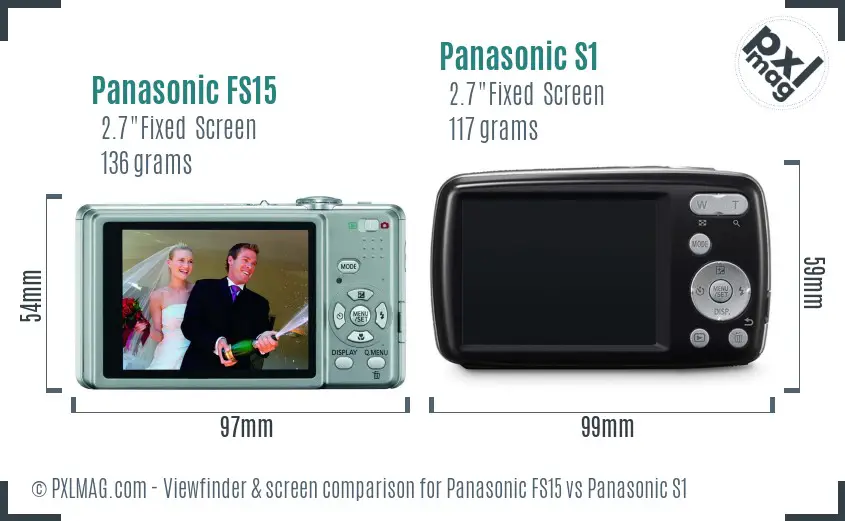 Panasonic FS15 vs Panasonic S1 Screen and Viewfinder comparison Panasonic FS15 vs Panasonic S1 Screen and Viewfinder comparison