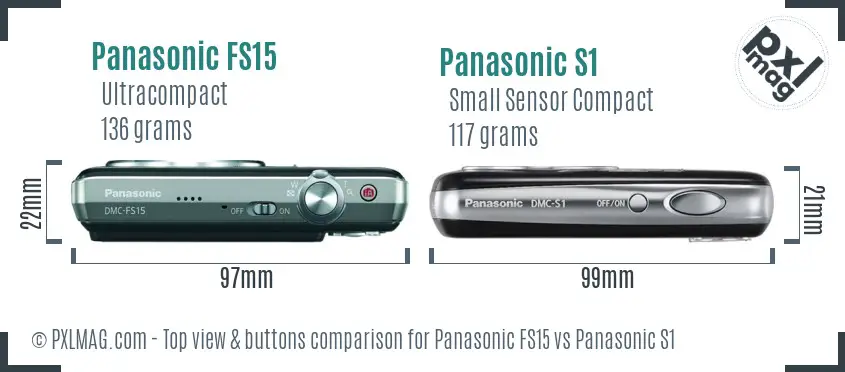 Panasonic FS15 vs Panasonic S1 top view buttons comparison Panasonic FS15 vs Panasonic S1 top view buttons comparison