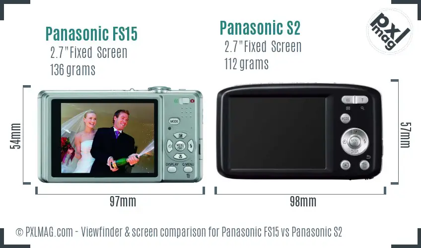 Panasonic FS15 vs Panasonic S2 Screen and Viewfinder comparison Panasonic FS15 vs Panasonic S2 Screen and Viewfinder comparison