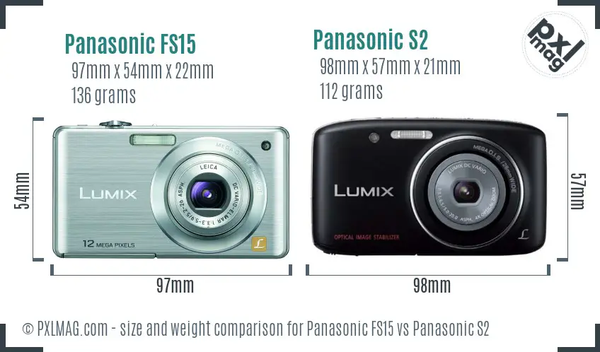 Panasonic FS15 vs Panasonic S2 size comparison Panasonic FS15 vs Panasonic S2 size comparison