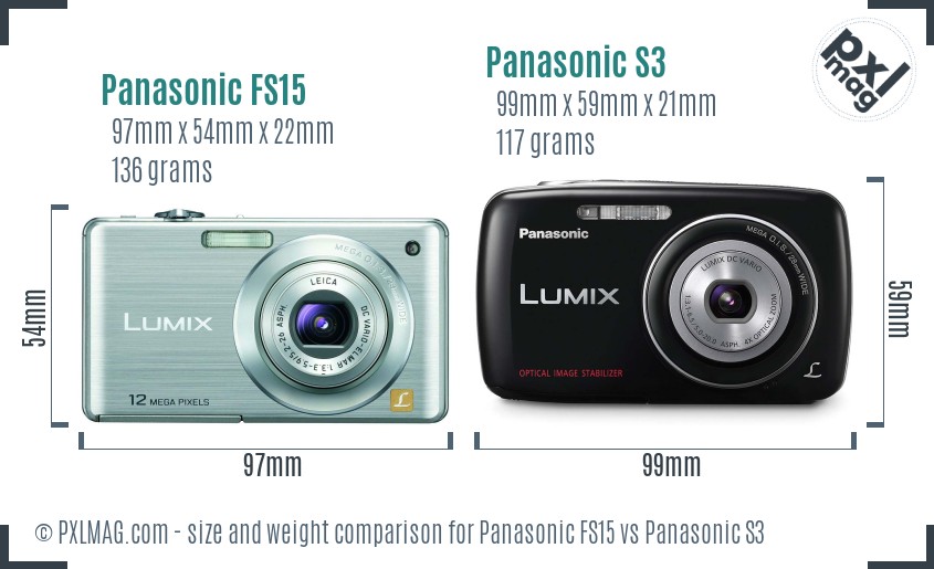 Panasonic FS15 vs Panasonic S3 size comparison