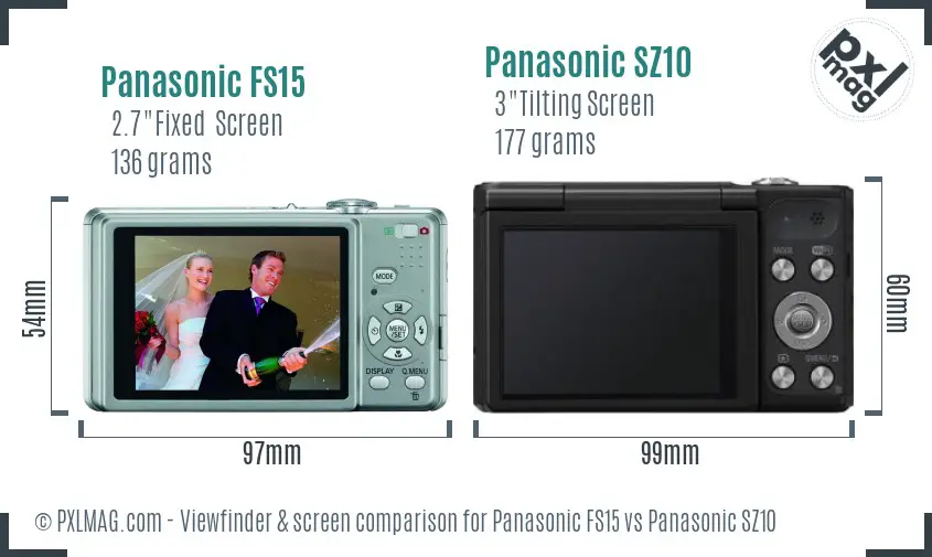 Panasonic FS15 vs Panasonic SZ10 Screen and Viewfinder comparison Panasonic FS15 vs Panasonic SZ10 Screen and Viewfinder comparison