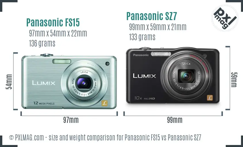 Panasonic FS15 vs Panasonic SZ7 size comparison