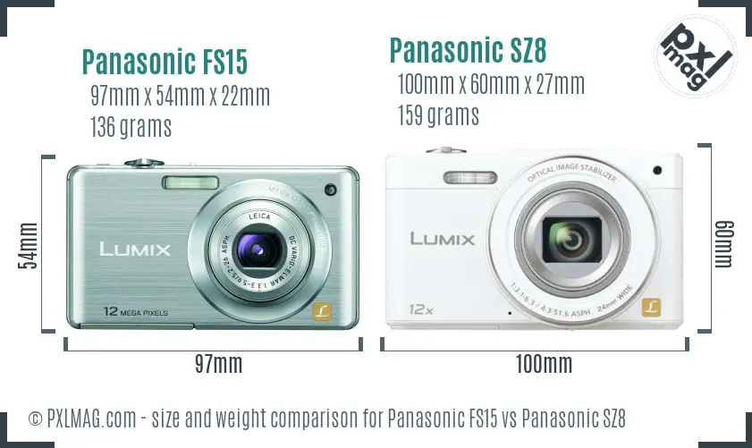 Panasonic FS15 vs Panasonic SZ8 size comparison