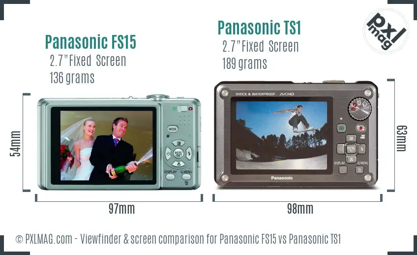 Panasonic FS15 vs Panasonic TS1 Screen and Viewfinder comparison