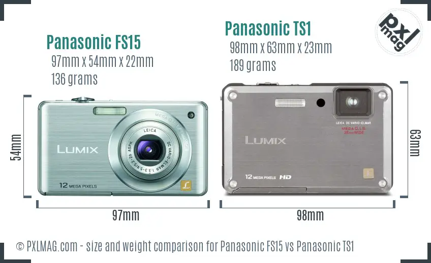 Panasonic FS15 vs Panasonic TS1 size comparison