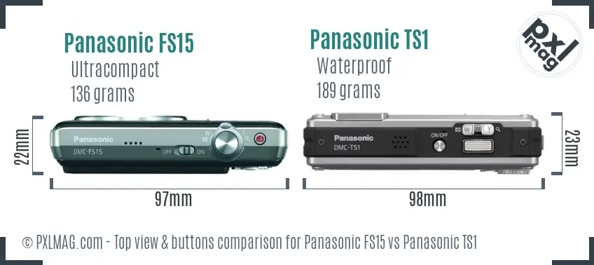 Panasonic FS15 vs Panasonic TS1 top view buttons comparison