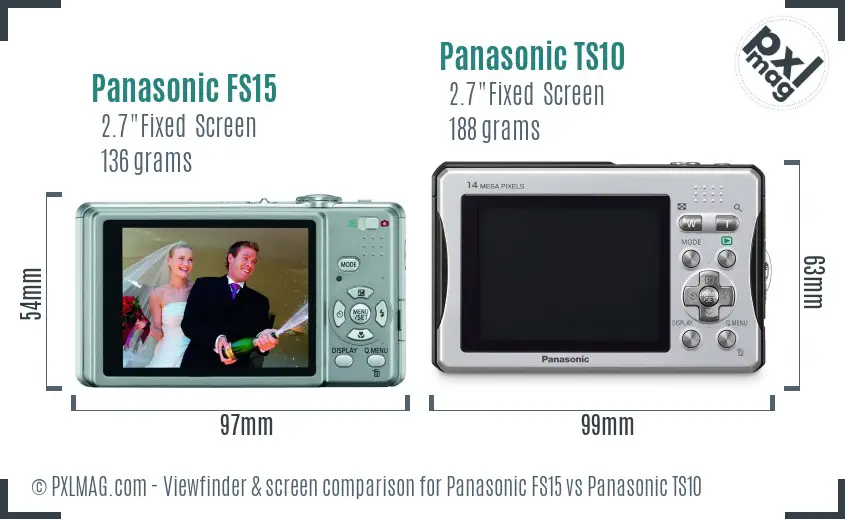Panasonic FS15 vs Panasonic TS10 Screen and Viewfinder comparison