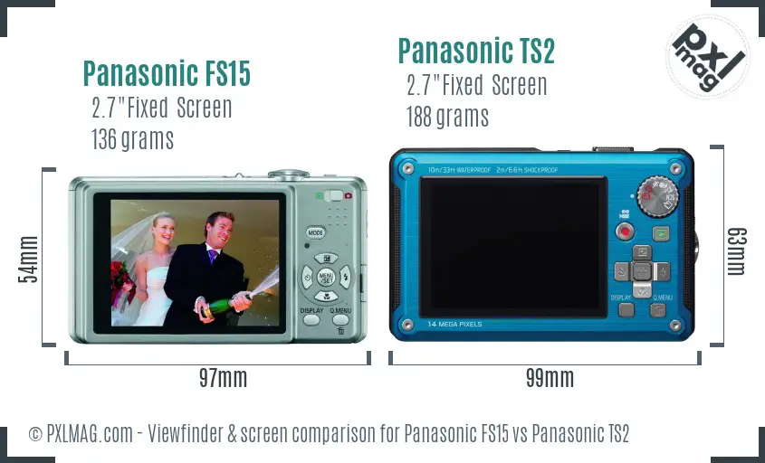 Panasonic FS15 vs Panasonic TS2 Screen and Viewfinder comparison