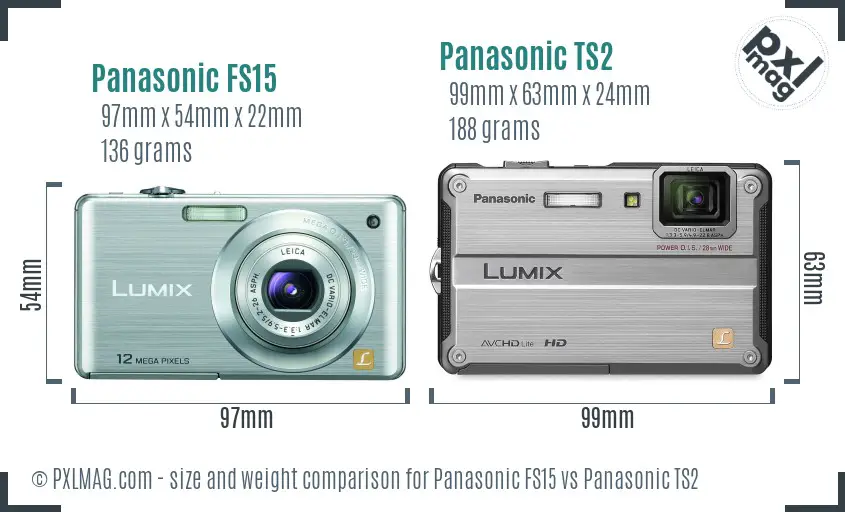 Panasonic FS15 vs Panasonic TS2 size comparison