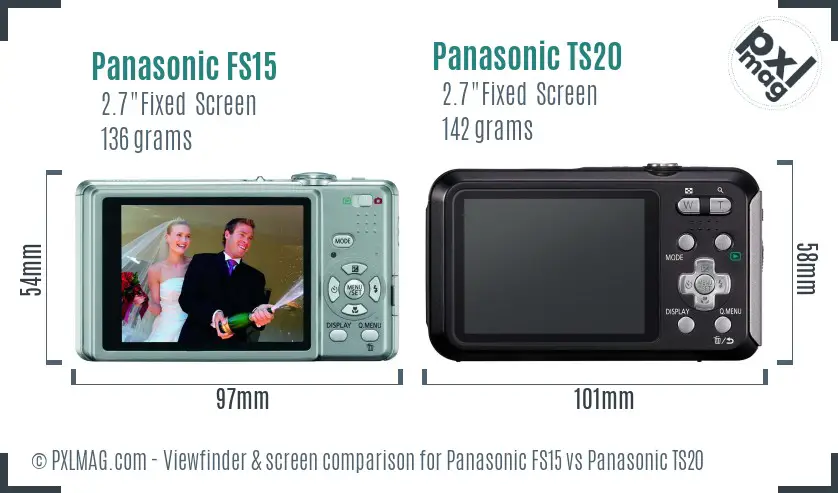 Panasonic FS15 vs Panasonic TS20 Screen and Viewfinder comparison