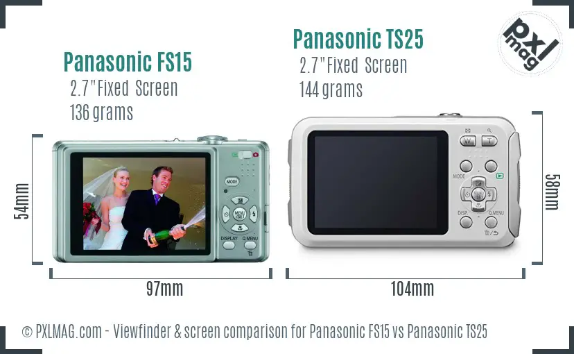 Panasonic FS15 vs Panasonic TS25 Screen and Viewfinder comparison