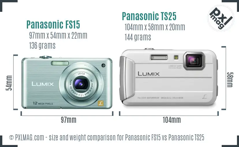 Panasonic FS15 vs Panasonic TS25 size comparison