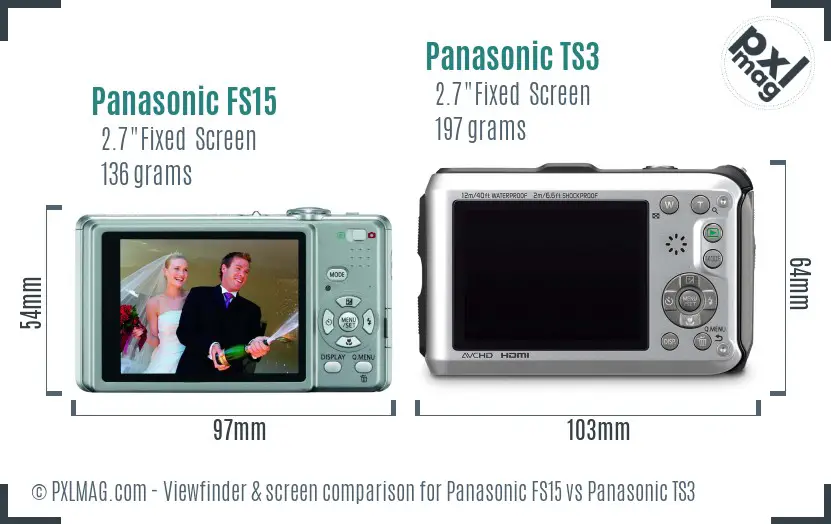 Panasonic FS15 vs Panasonic TS3 Screen and Viewfinder comparison Panasonic FS15 vs Panasonic TS3 Screen and Viewfinder comparison