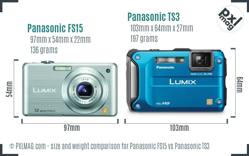 Panasonic FS15 vs Panasonic TS3 size comparison Panasonic FS15 vs Panasonic TS3 size comparison