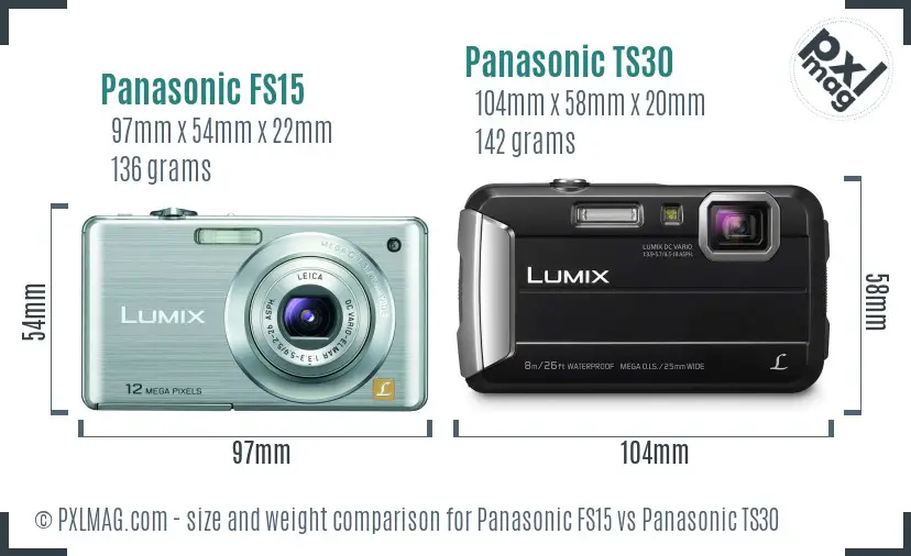 Panasonic FS15 vs Panasonic TS30 size comparison Panasonic FS15 vs Panasonic TS30 size comparison