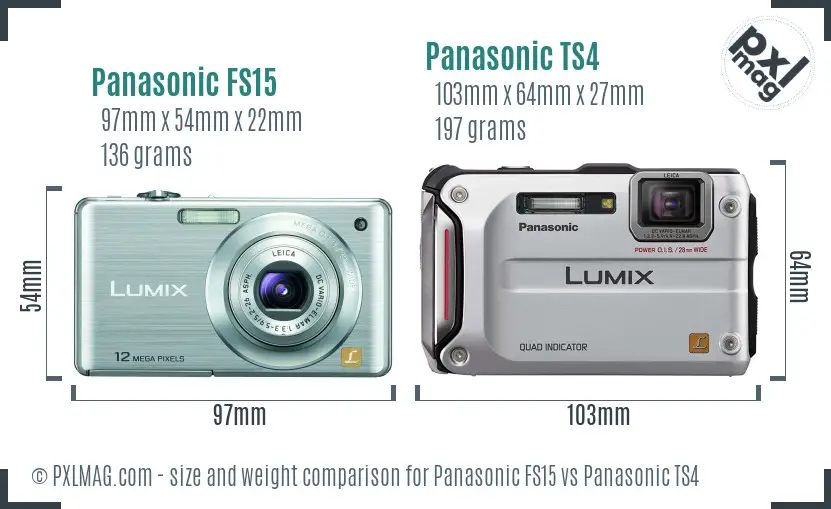 Panasonic FS15 vs Panasonic TS4 size comparison