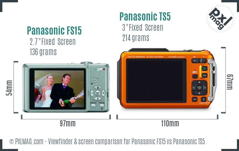 Panasonic FS15 vs Panasonic TS5 Screen and Viewfinder comparison