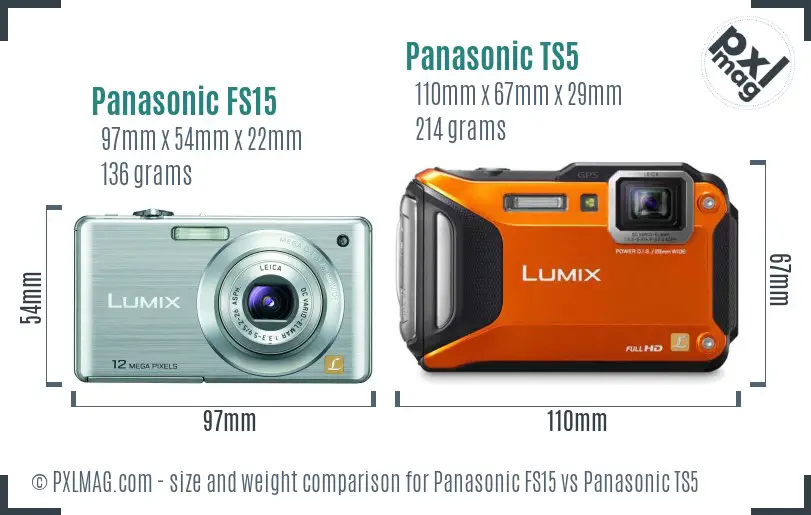 Panasonic FS15 vs Panasonic TS5 size comparison