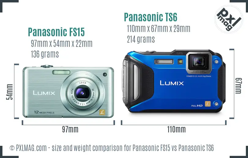 Panasonic FS15 vs Panasonic TS6 size comparison