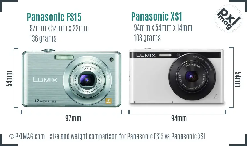 Panasonic FS15 vs Panasonic XS1 size comparison