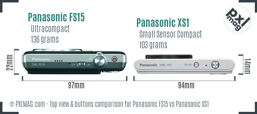 Panasonic FS15 vs Panasonic XS1 top view buttons comparison