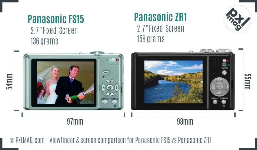 Panasonic FS15 vs Panasonic ZR1 Screen and Viewfinder comparison