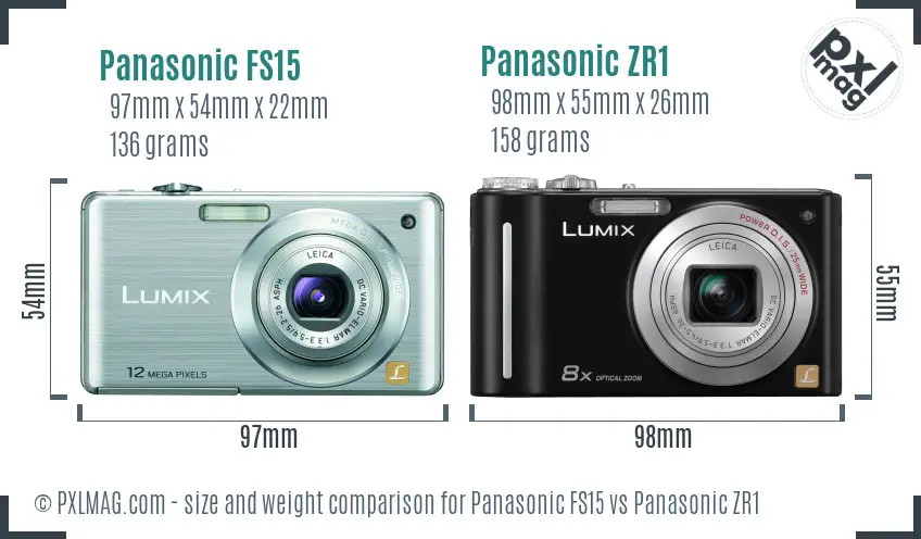 Panasonic FS15 vs Panasonic ZR1 size comparison