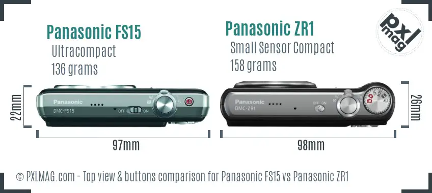 Panasonic FS15 vs Panasonic ZR1 top view buttons comparison
