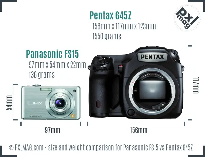 Panasonic FS15 vs Pentax 645Z size comparison