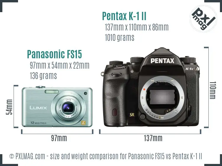Panasonic FS15 vs Pentax K-1 II size comparison