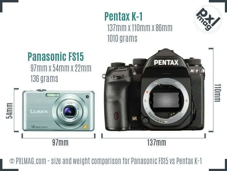 Panasonic FS15 vs Pentax K-1 size comparison