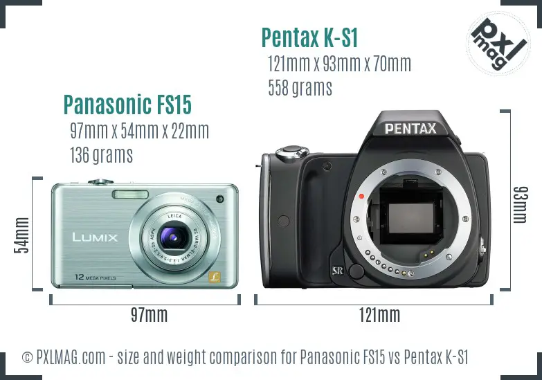 Panasonic FS15 vs Pentax K-S1 size comparison