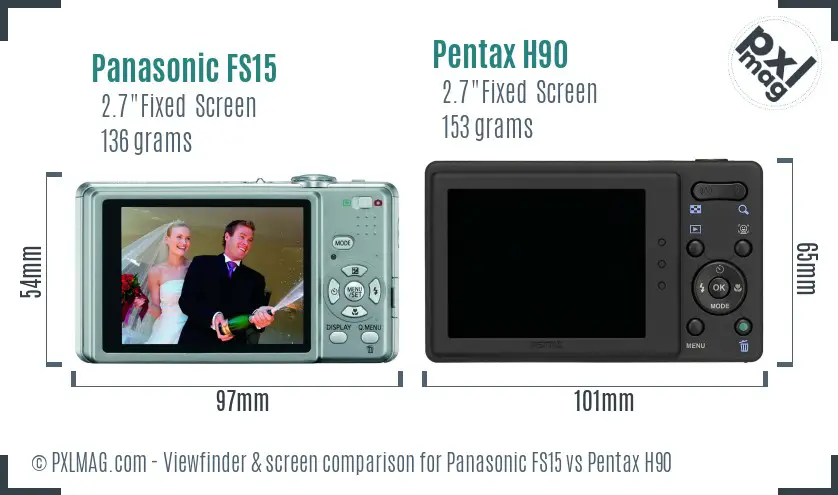 Panasonic FS15 vs Pentax H90 Screen and Viewfinder comparison