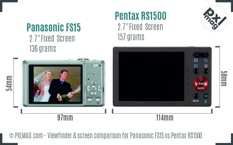 Panasonic FS15 vs Pentax RS1500 Screen and Viewfinder comparison