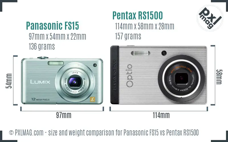 Panasonic FS15 vs Pentax RS1500 size comparison